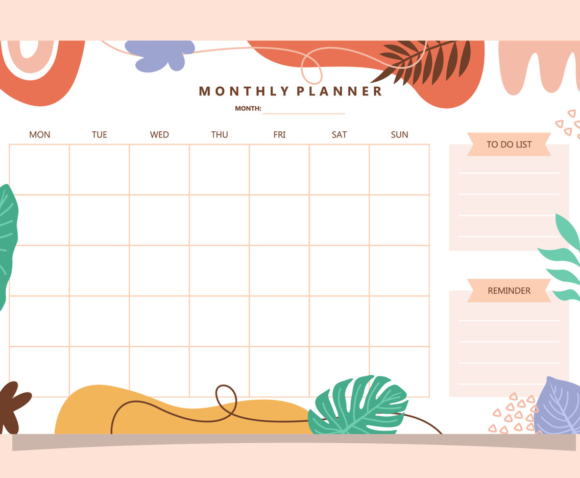 Hand Drawn Monthly Planner Template