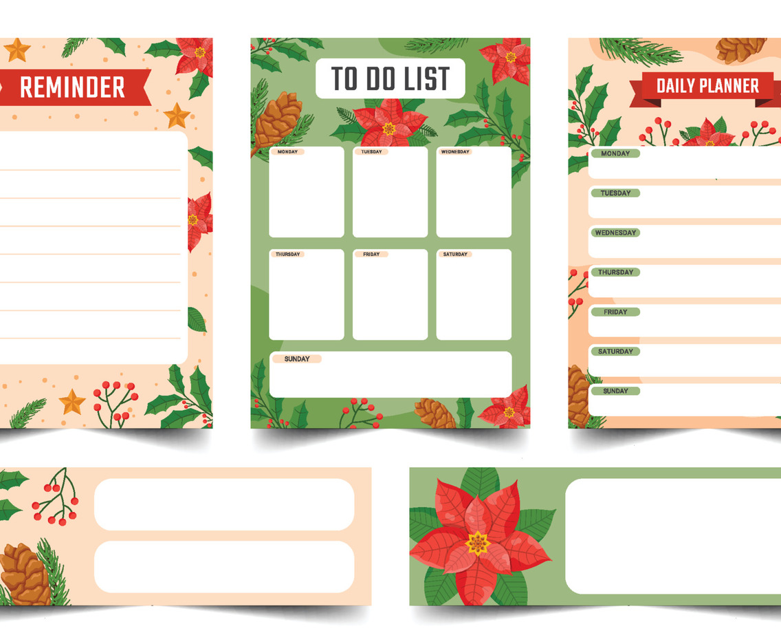 Set of Poinsettias Journal Template
