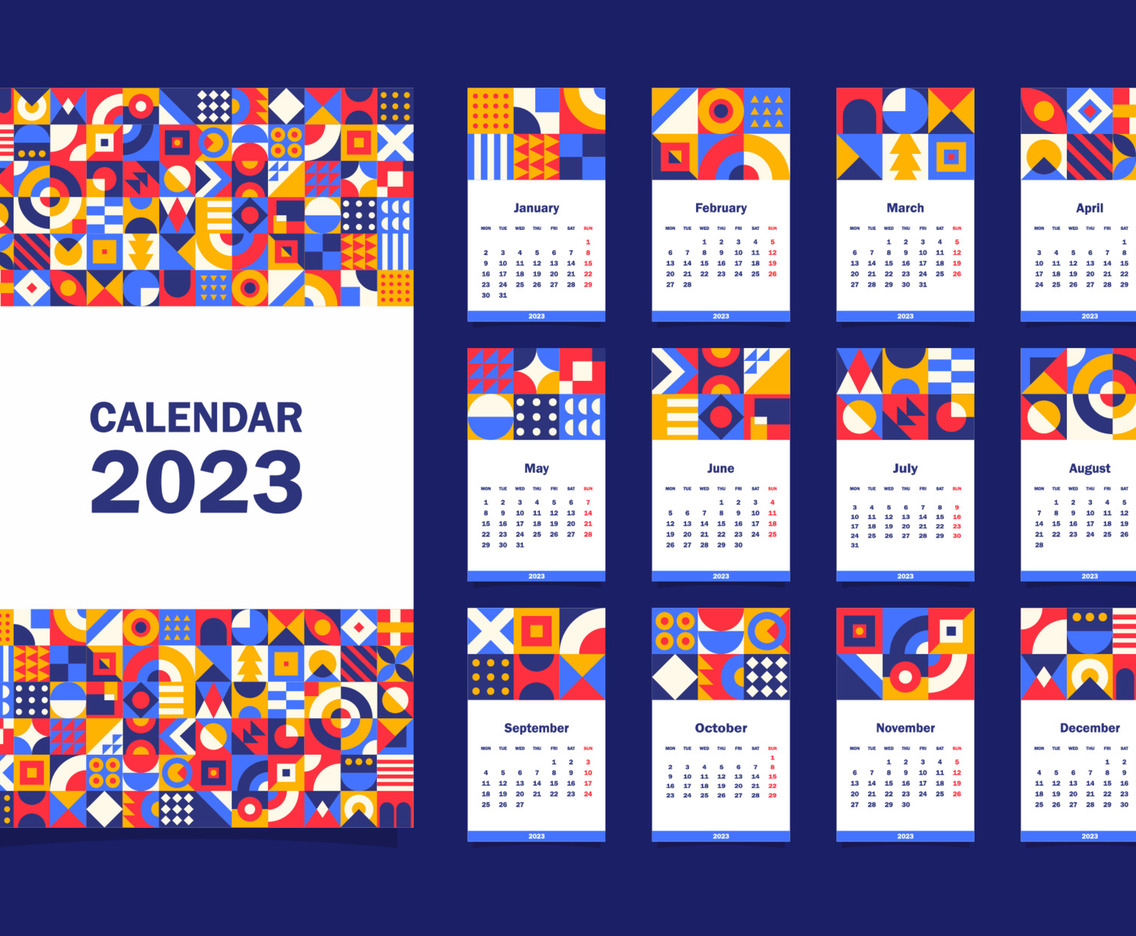 Flat Geometric  Desk Calendar Template