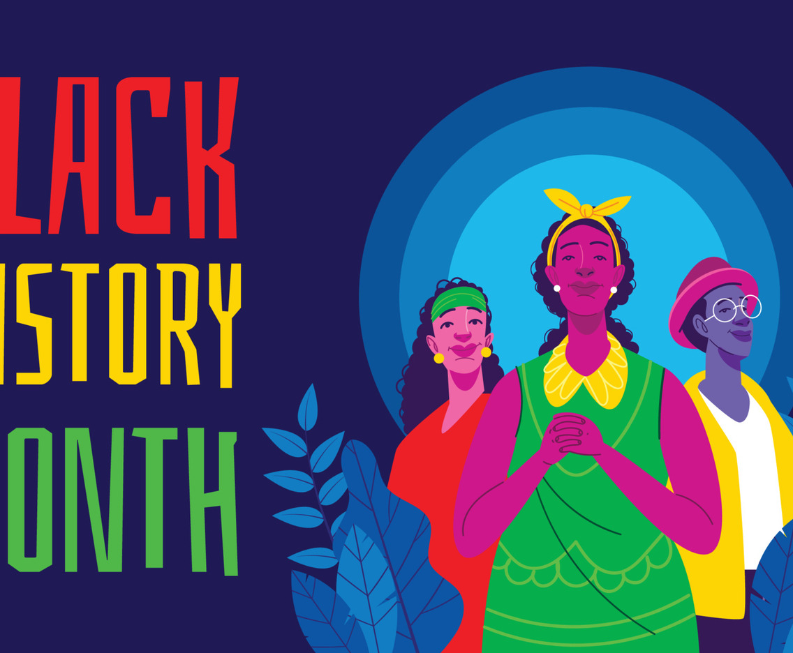 Three African People Standing for Black History Month Concept