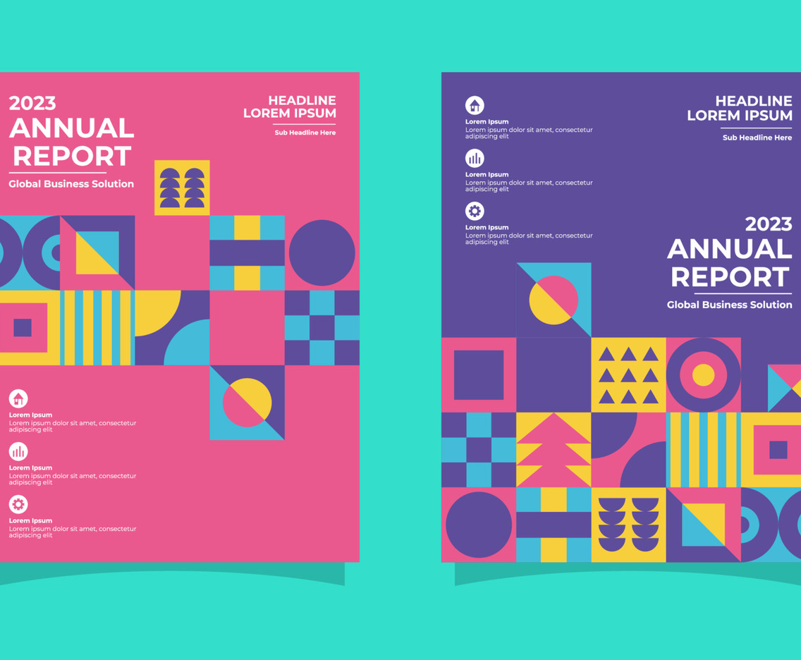 Colorful Geometric Shape Annual Report Cover Template