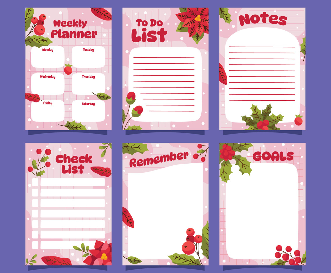 Poinsettias Journal Template Collection