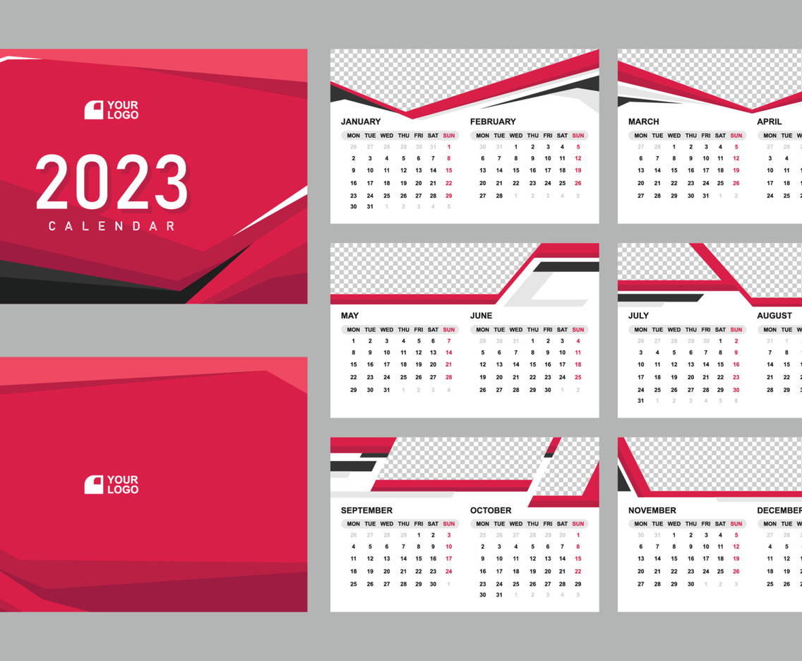 Modern Red 2023 Corporate Calendar Template