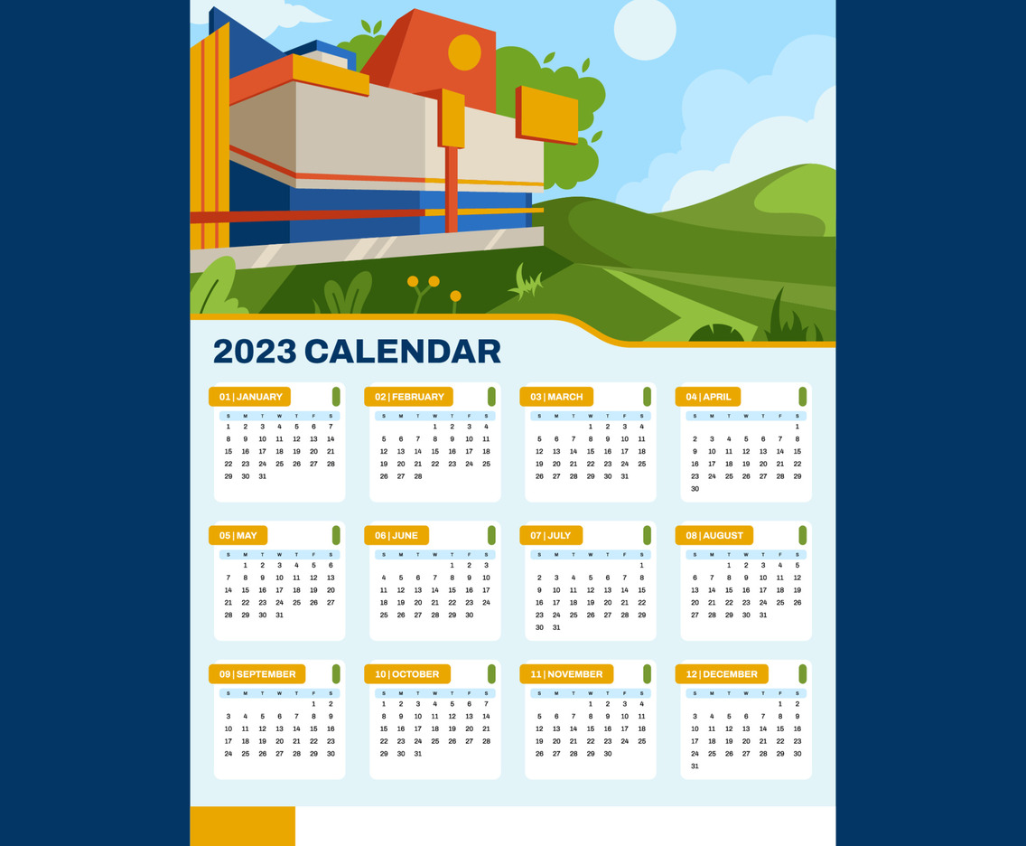 Corporate Calendar 2023 with Office Building