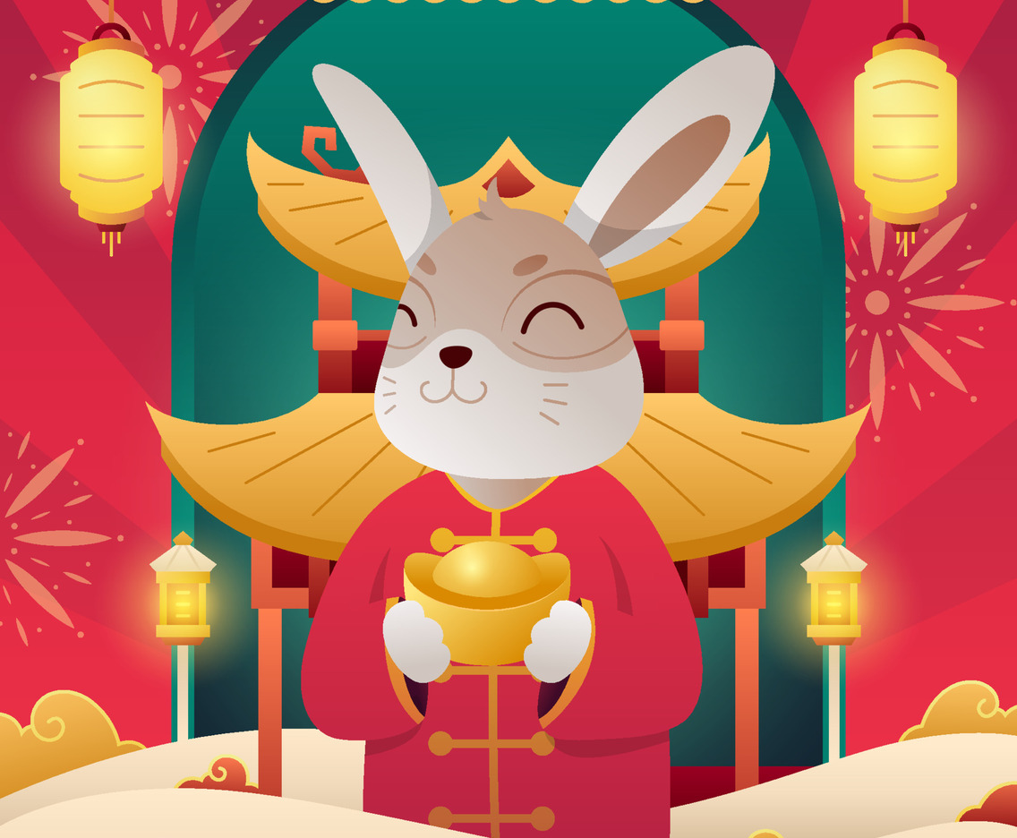 Chinese New Year Celebration With Rabbit Character