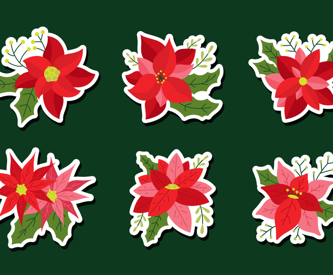 Poinsettias Sticker Set for Journal Planner