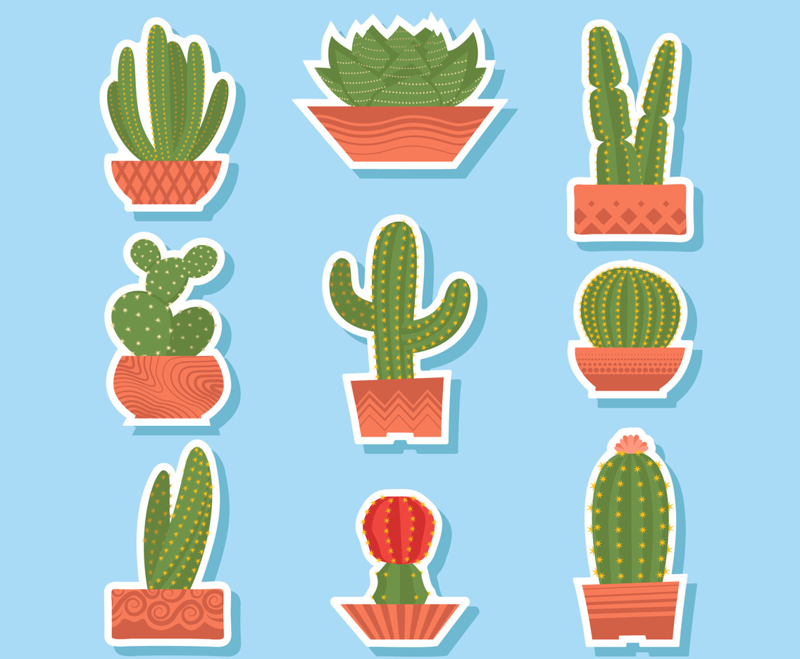 Cute Cactus and Succulents Sticker for Journal Templates