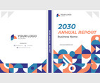 Colorful Annual Report Cover Template with Geometric Style Background
