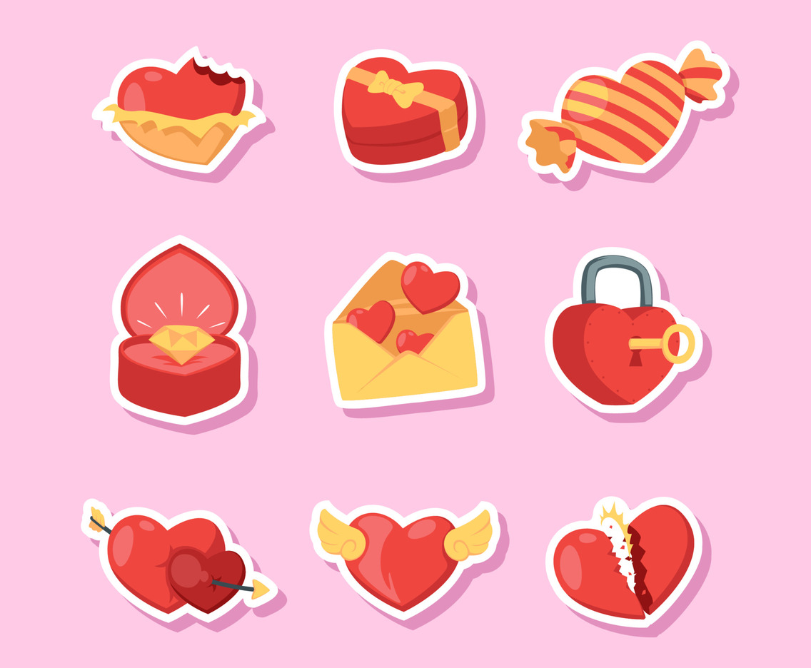 Cute Valentine Heart Sticker for Journal Templates