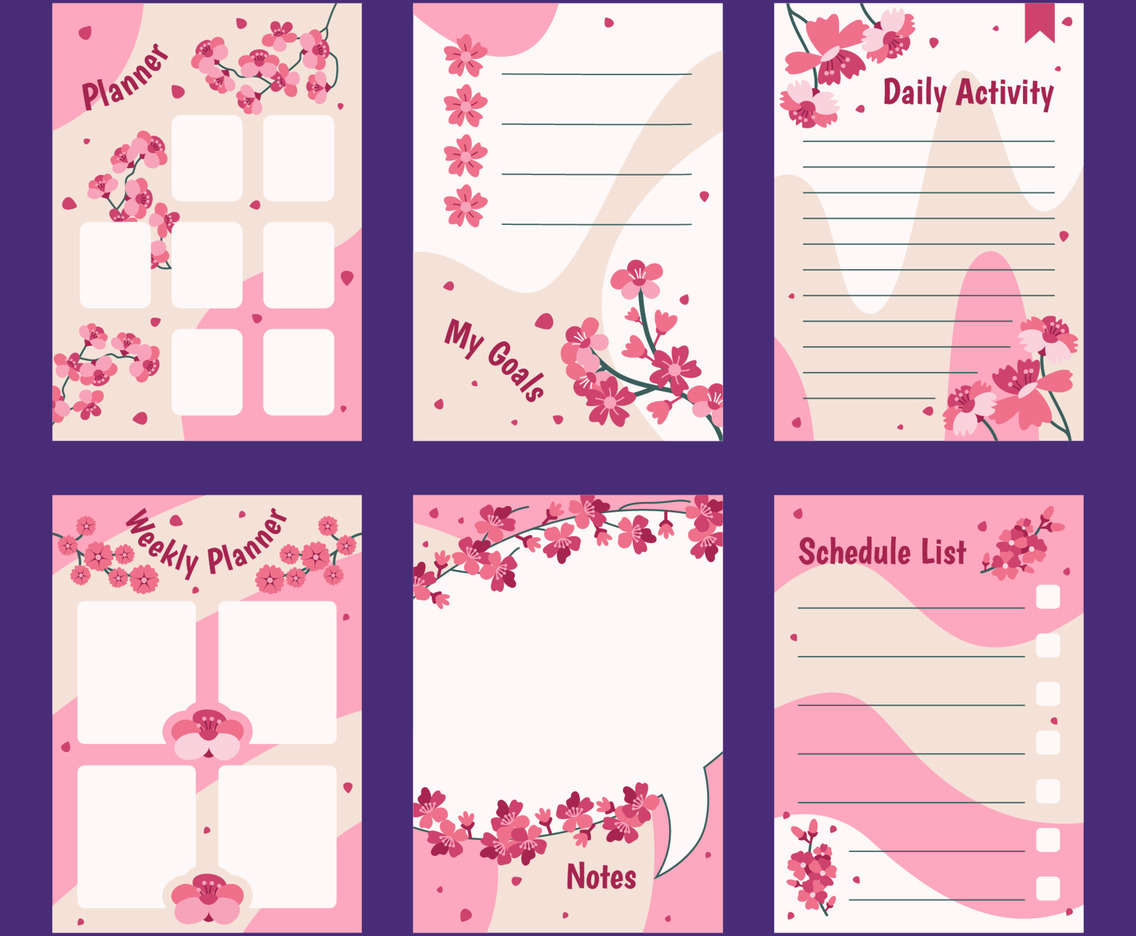Peach Blossom Journal Template Collection