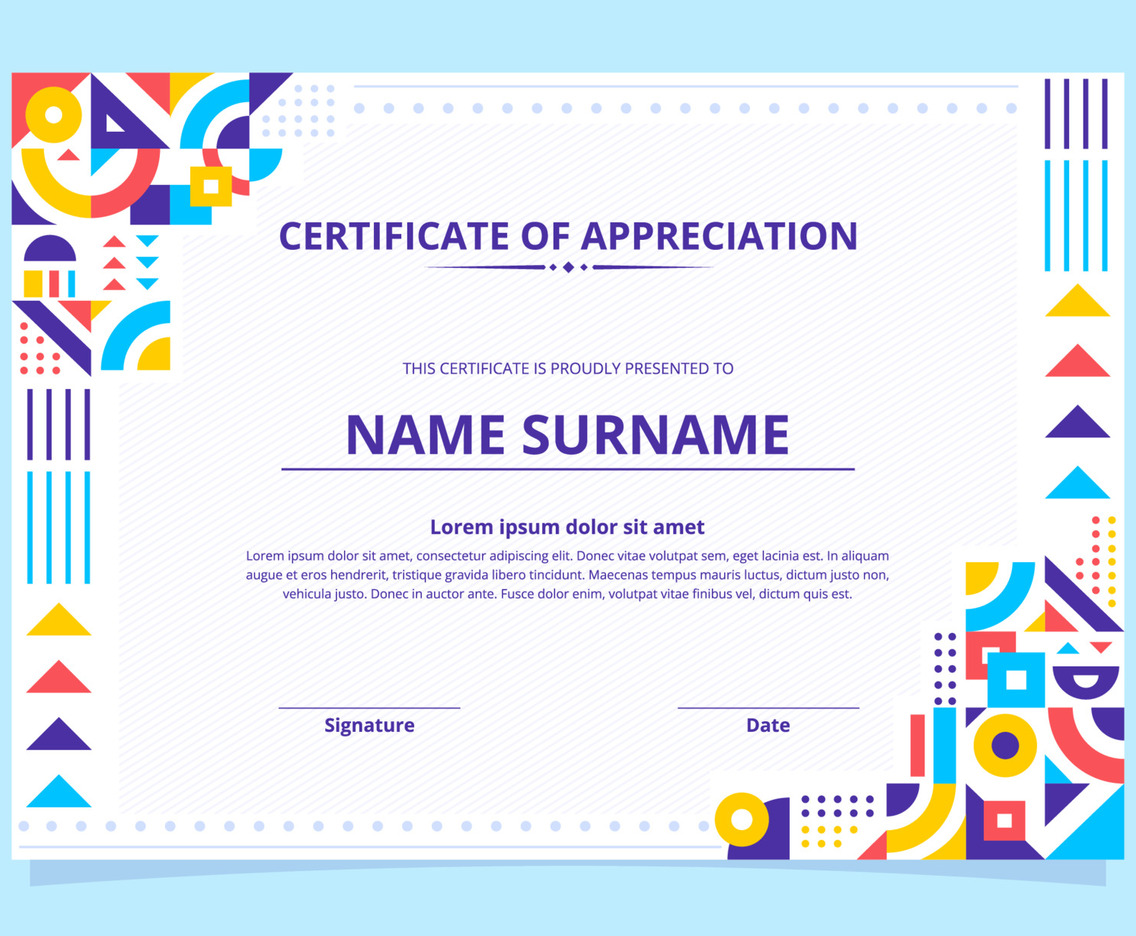 Flat Modern Memphis Certificate Design