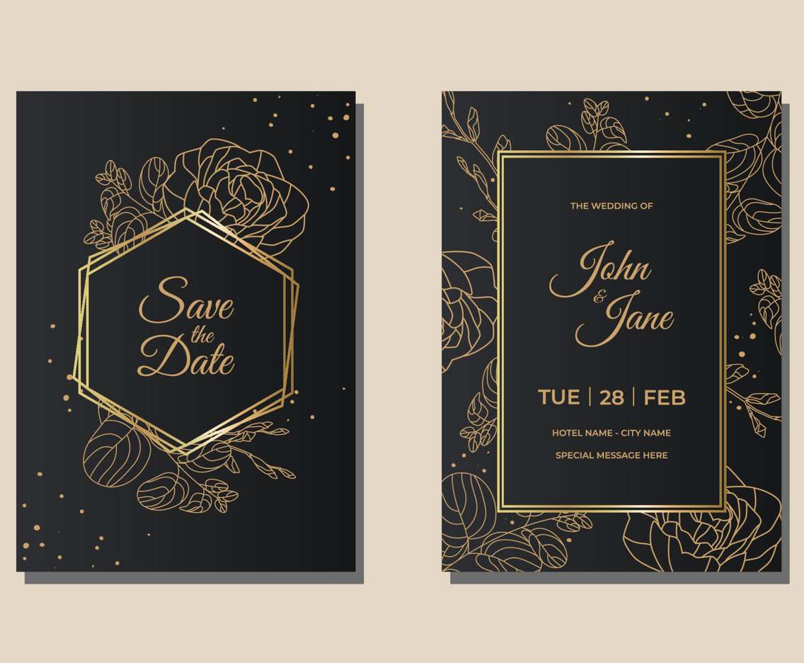 Luxury Wedding Invitation With Rose Ornament