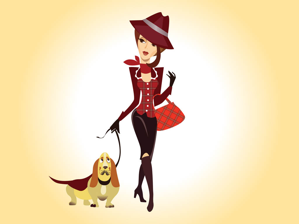 Vector Girl With Dog