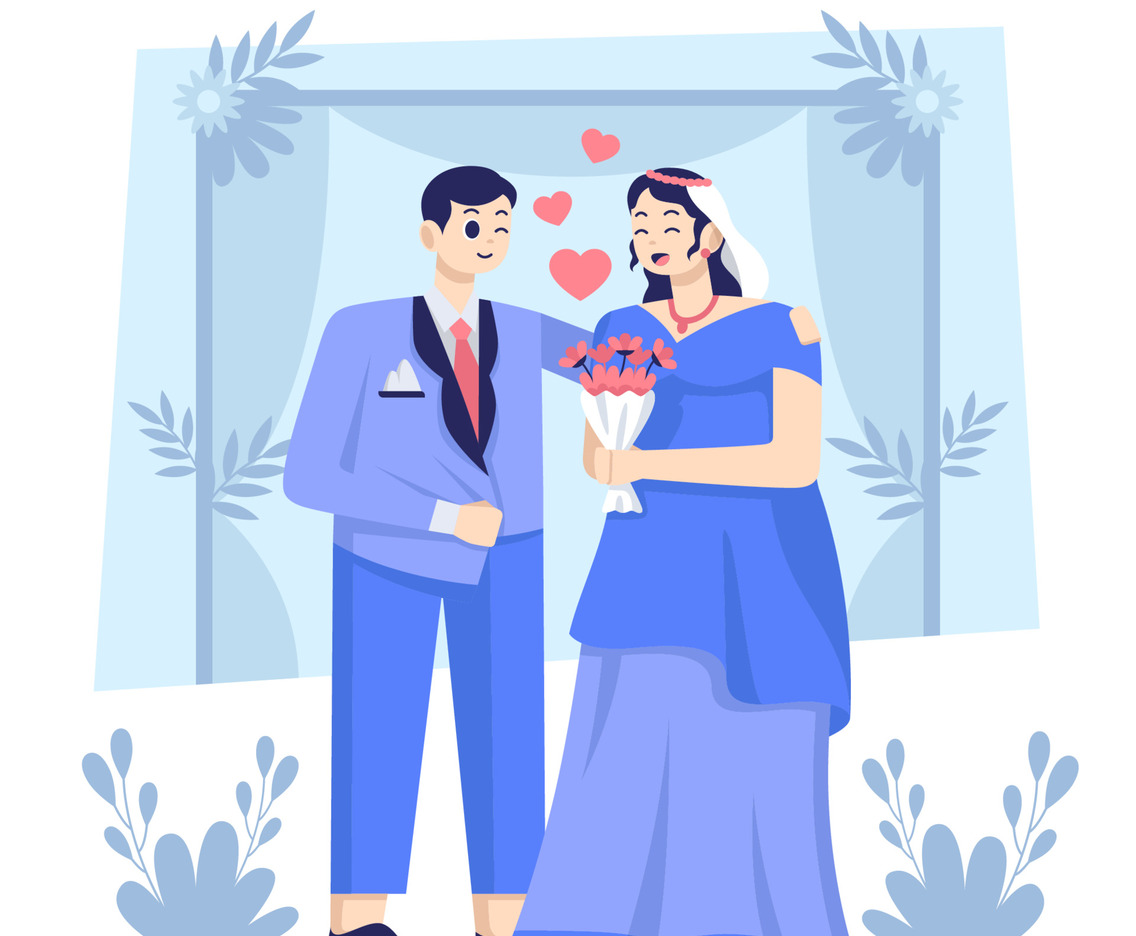 Happy Wedding Couple Concept