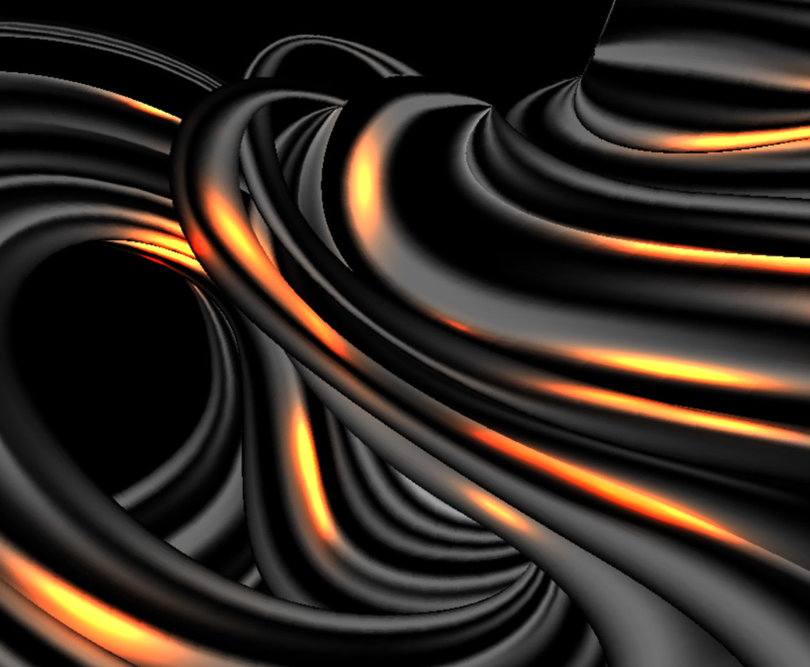 3D Swirl Black With Orange Light Background