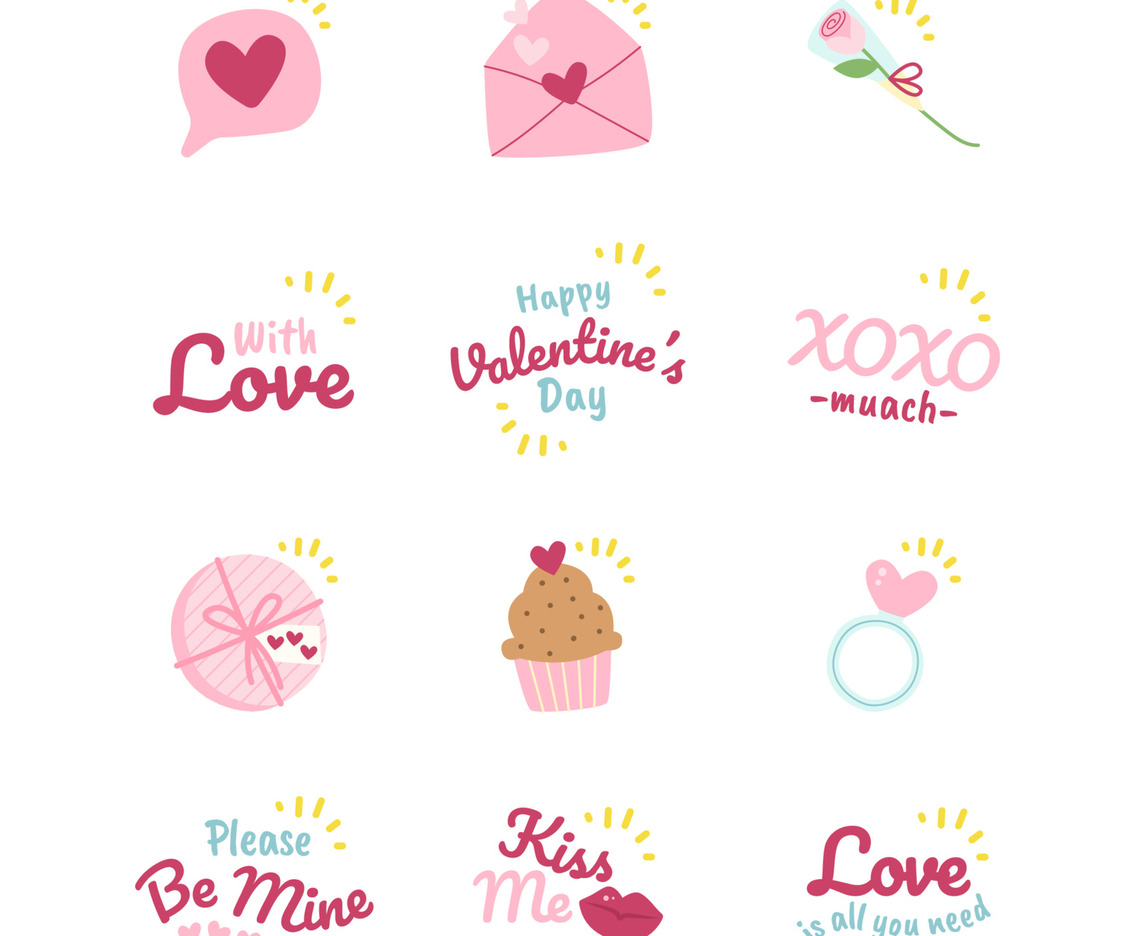 Hand Drawn Cute Valentine's Day Chat Stickers