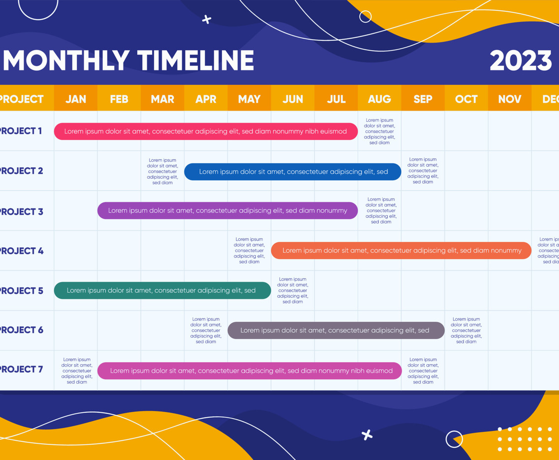 Monthly Timeline for Business Planner Projects Template