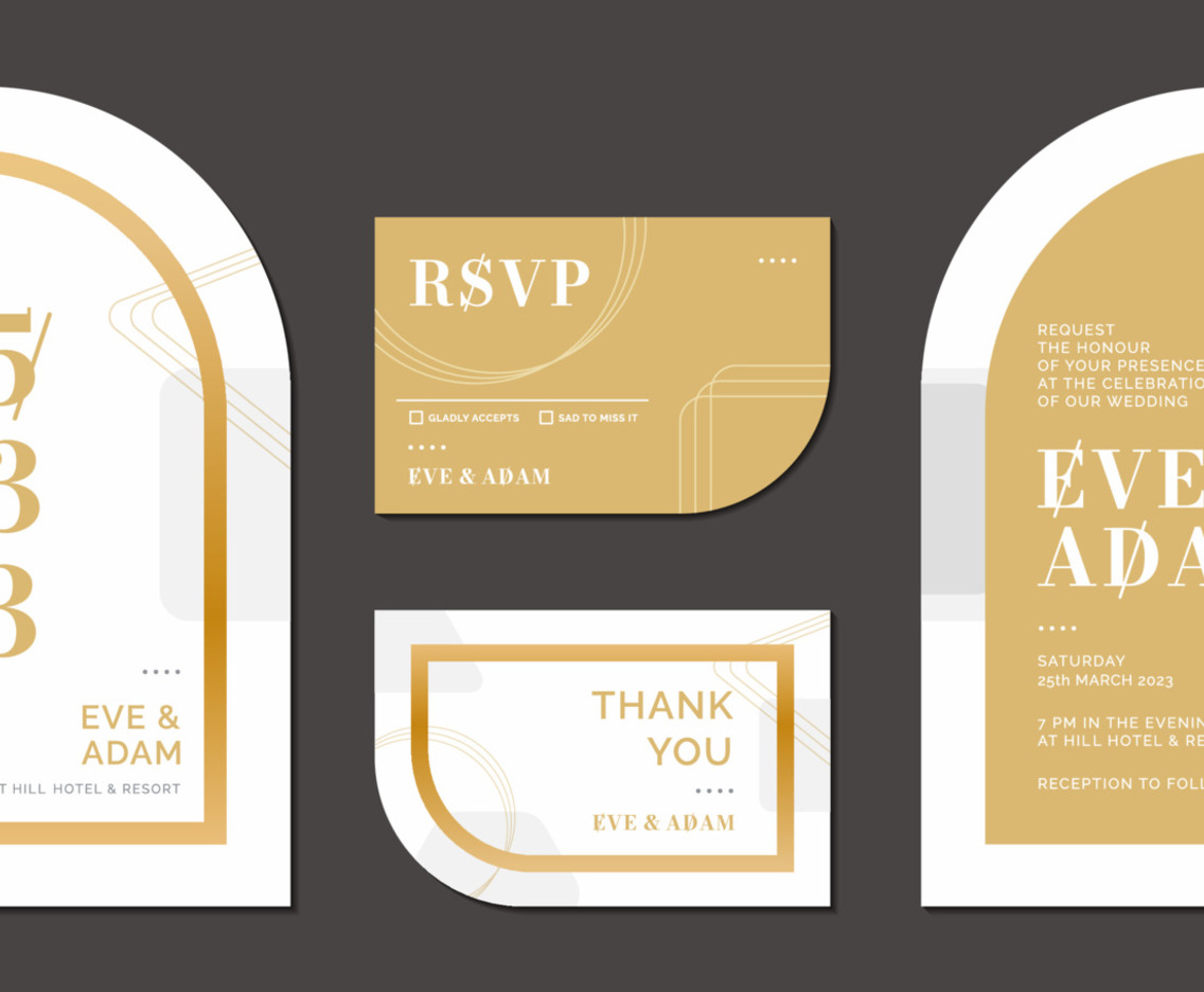 Gold Modern Casual Wedding Invitation Card