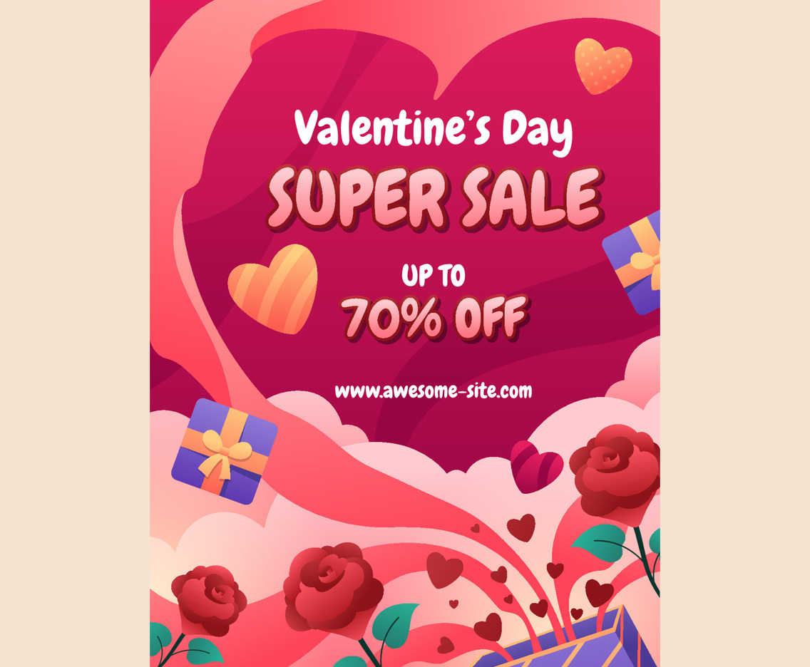 Valentine Days Super Sale Poster