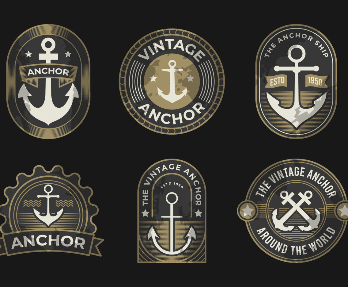 Set of Vintage Anchor Logo