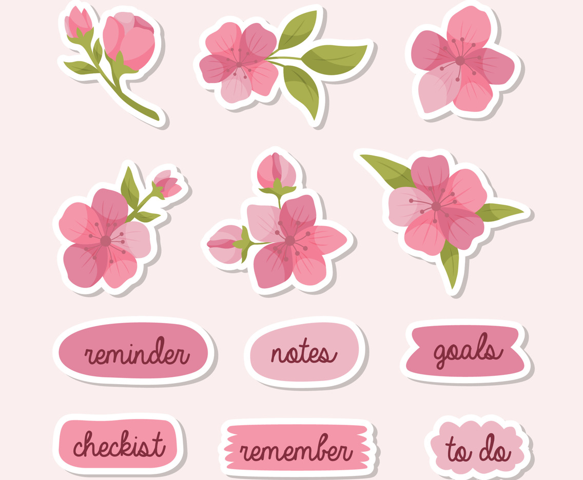 Peach Blossom Hand Drawn Sticker For Journal Page