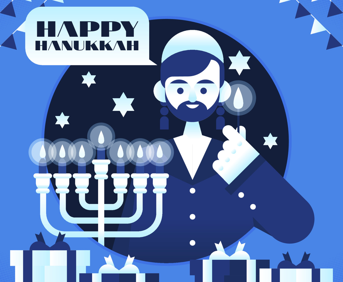Hanukkah The Festival Of Light Flat Design