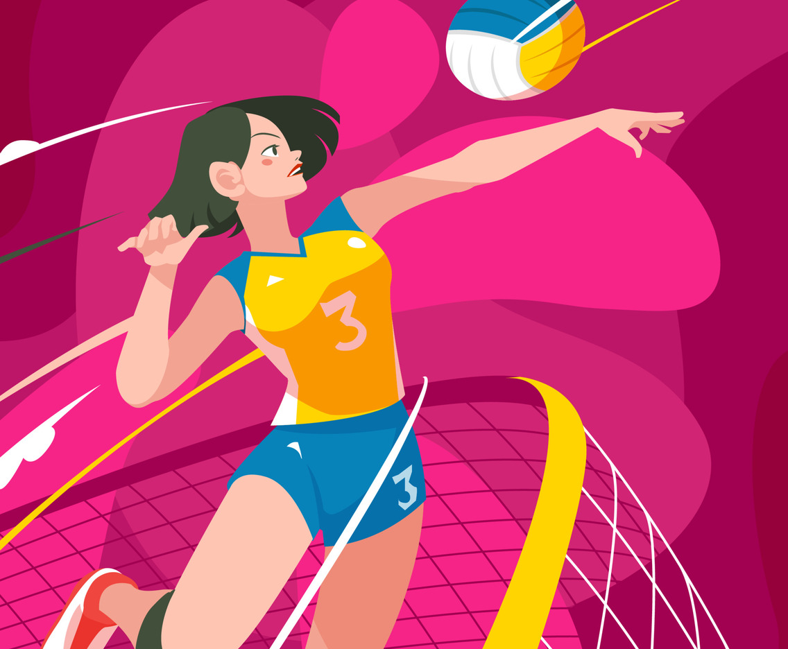 Young Girl Smashing a Volley Ball for National Girls and Women in Sports Day