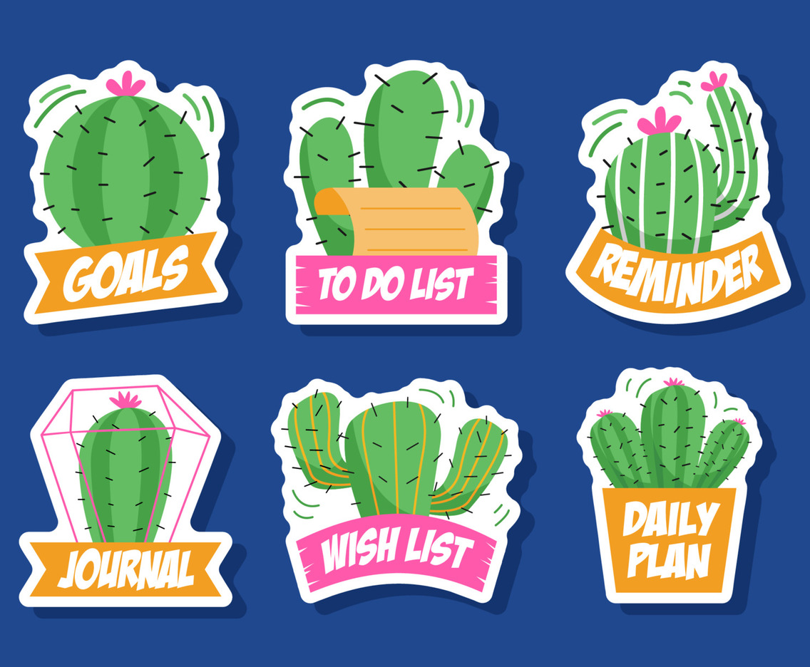 Cute Cactus Sticker Set