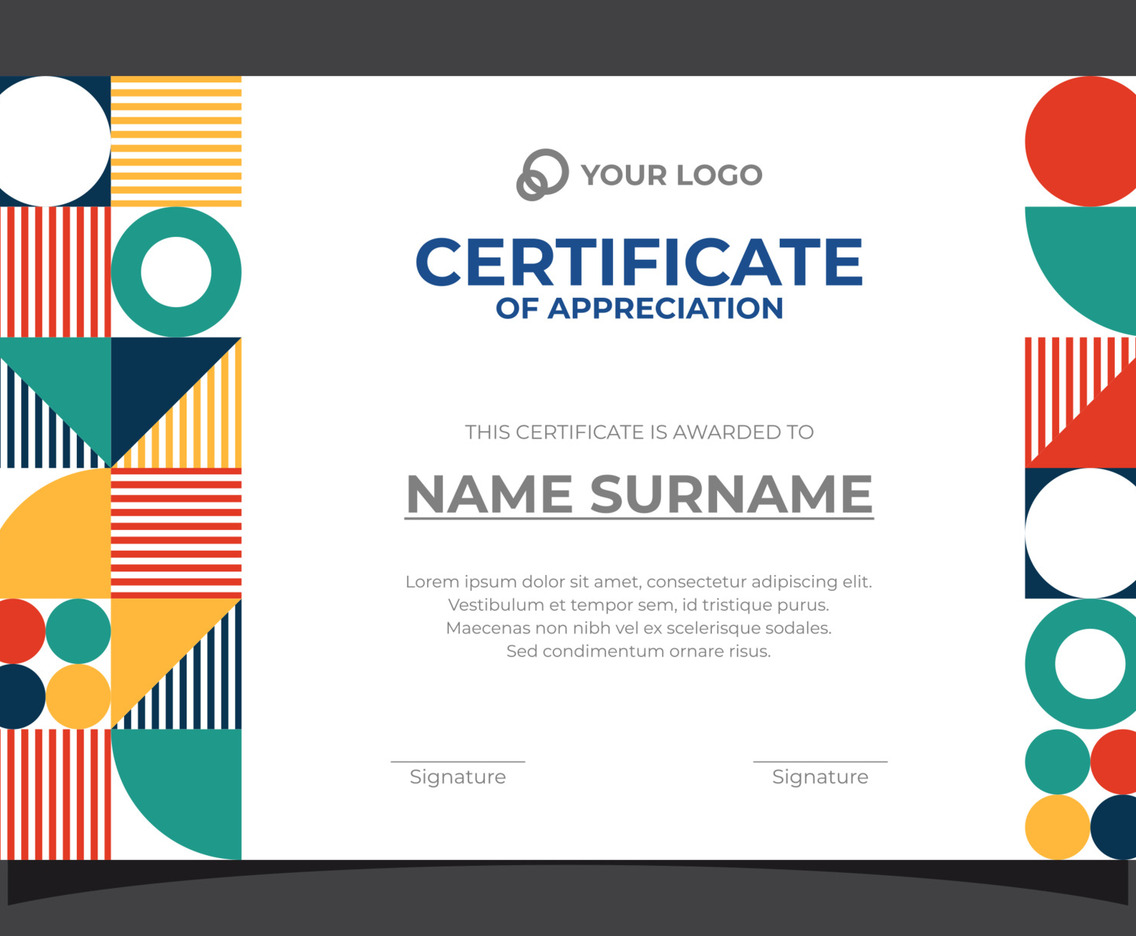 Flat Geometric Certificate of Appreciation Template