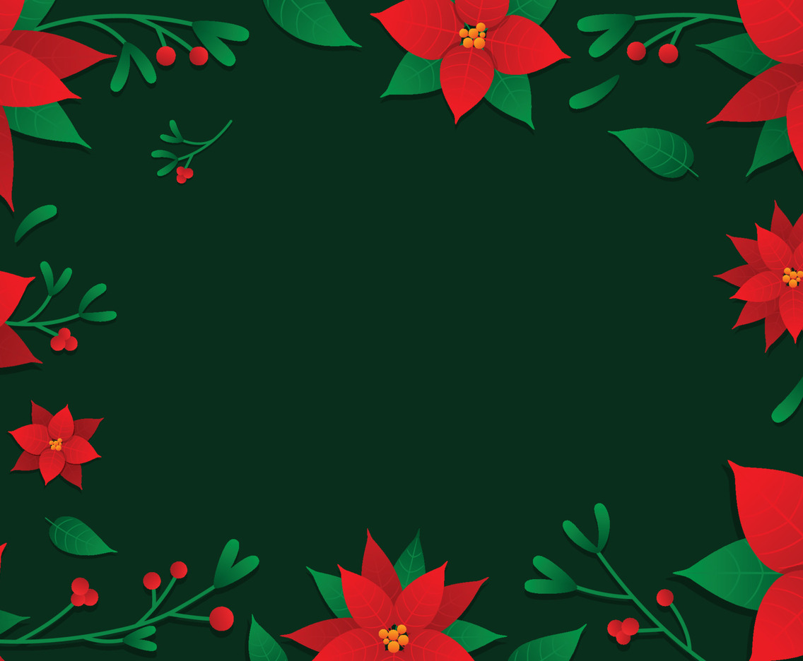 Red Poinsettia Flower On Green