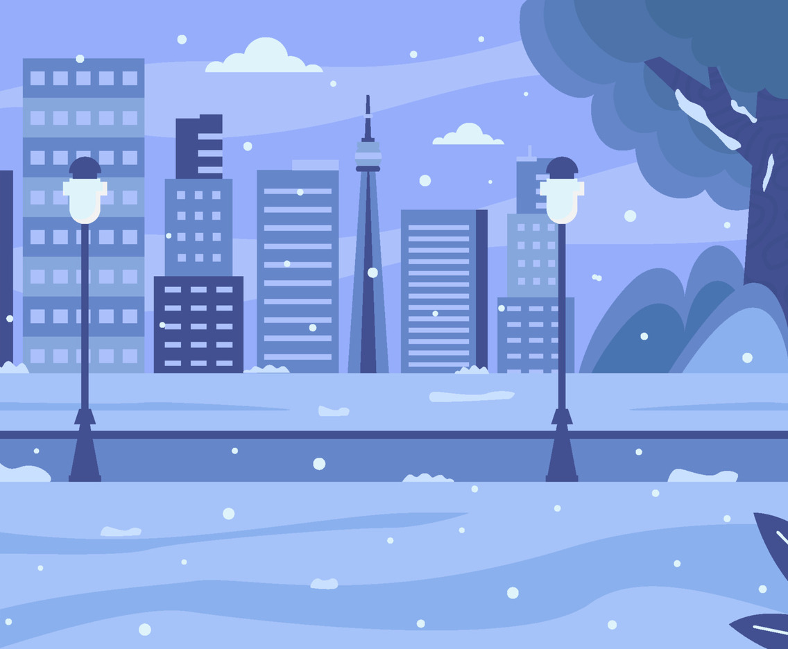 Cityscape in Winter Background