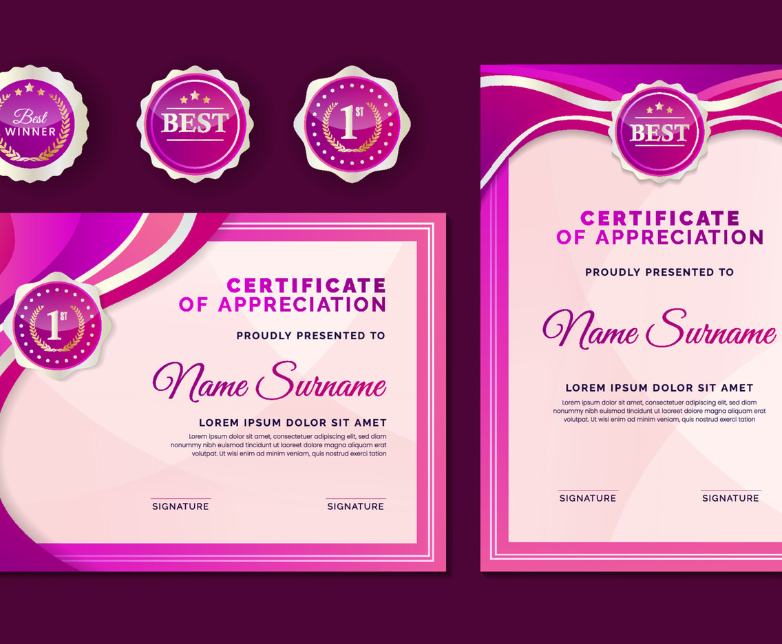 Vibrant Magenta Waves Certificate of Appreciation
