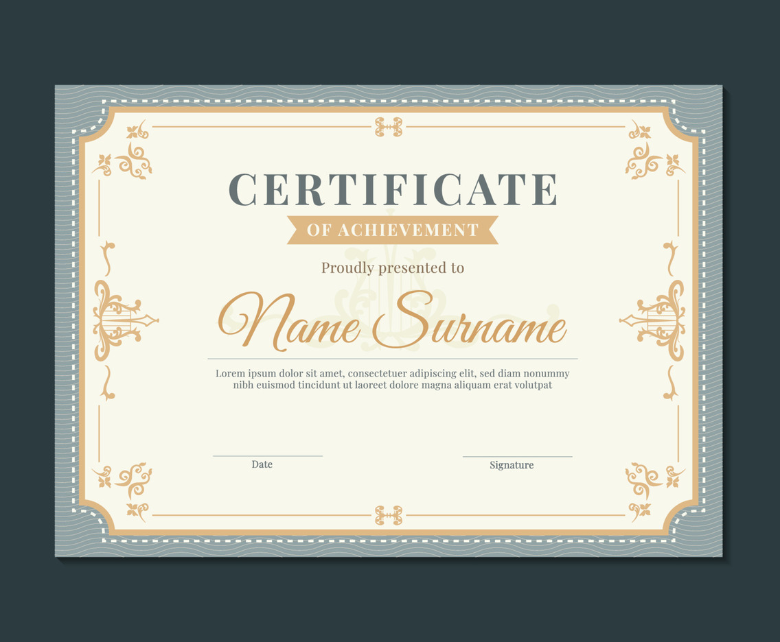 Victorian Style Certificate of Achievement in Cream Color