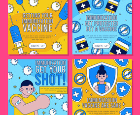Immunization Flat Design Social Media Template