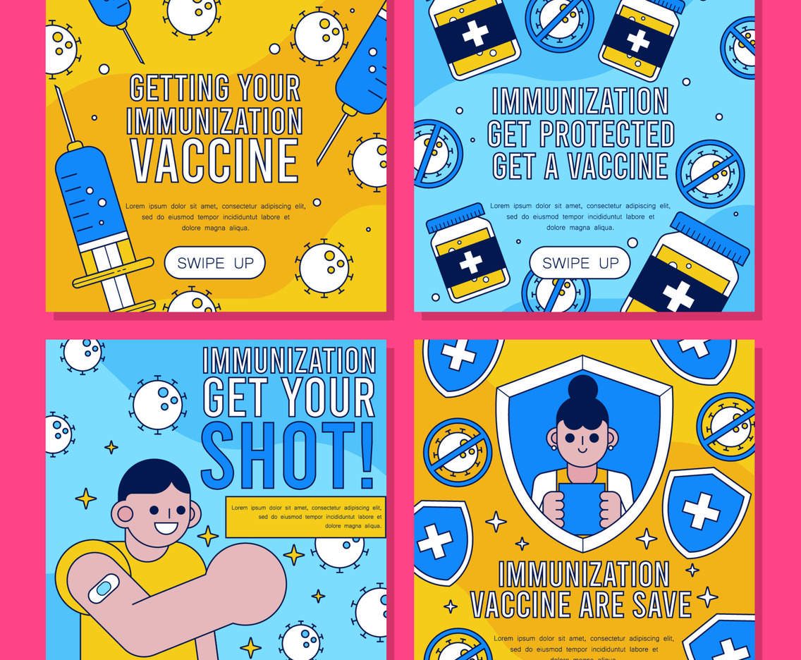 Immunization Flat Design Social Media Template