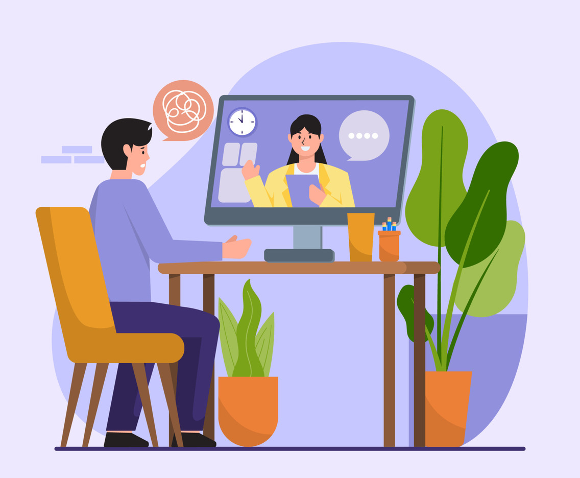 Mental Health Online Counseling Concept