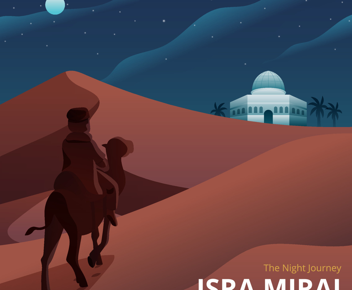 A Man Take a Night Journey in The Desert