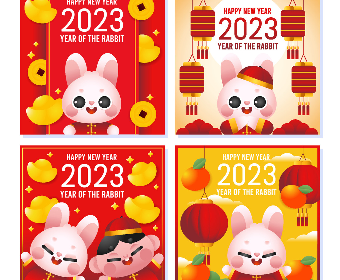 Chinese New Year Celebrate With Cute Cartoon Rabbit