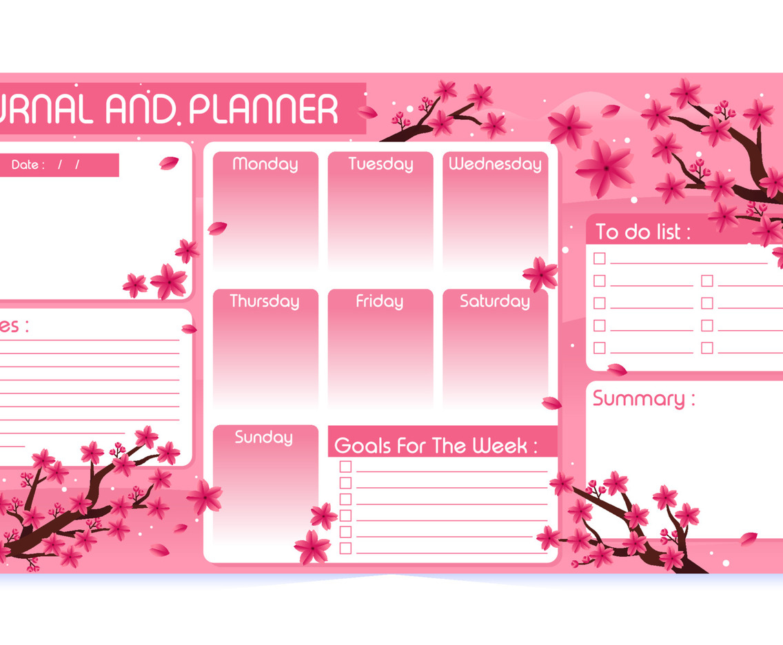 Peach Blossom Tree Journal And Page Templates