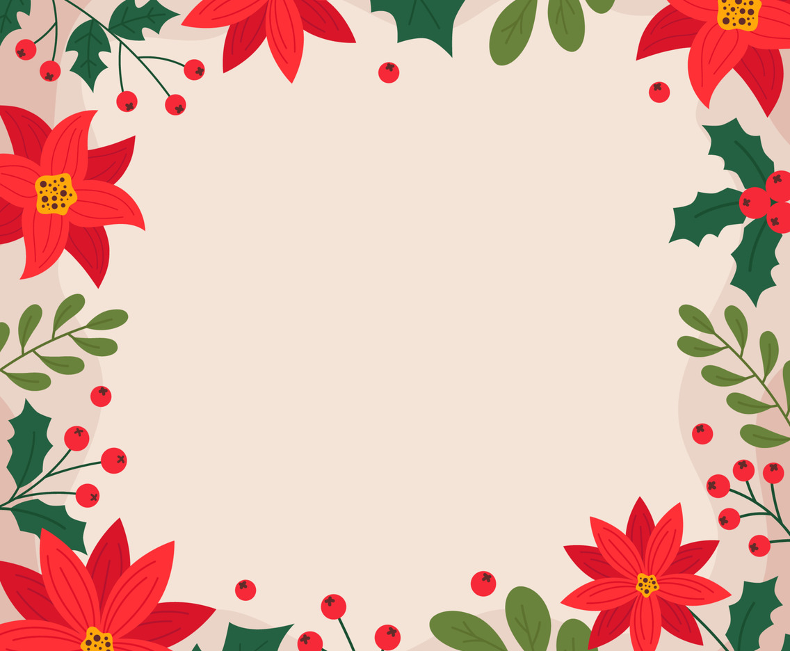 Flat Poinsettia Flower Square Background