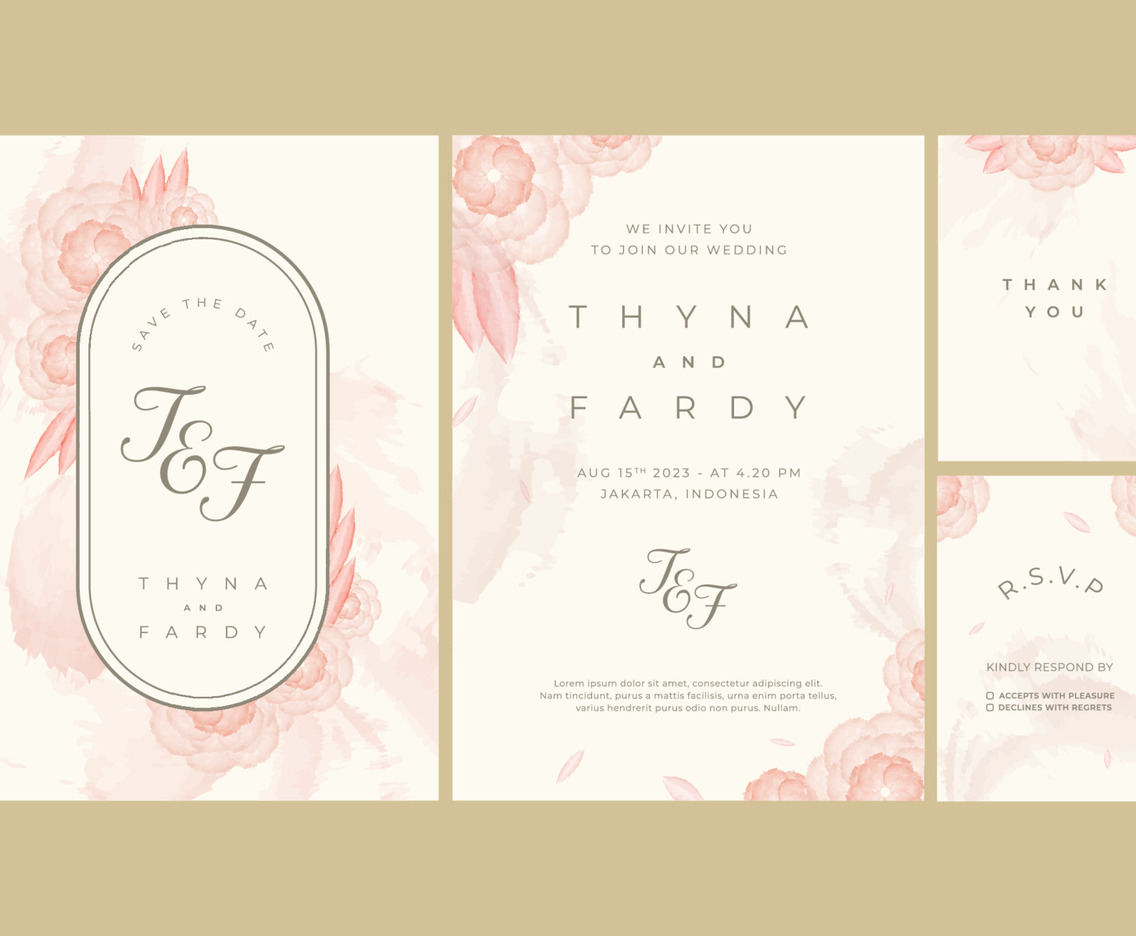 Wedding Invitation Floral Watercolor Template