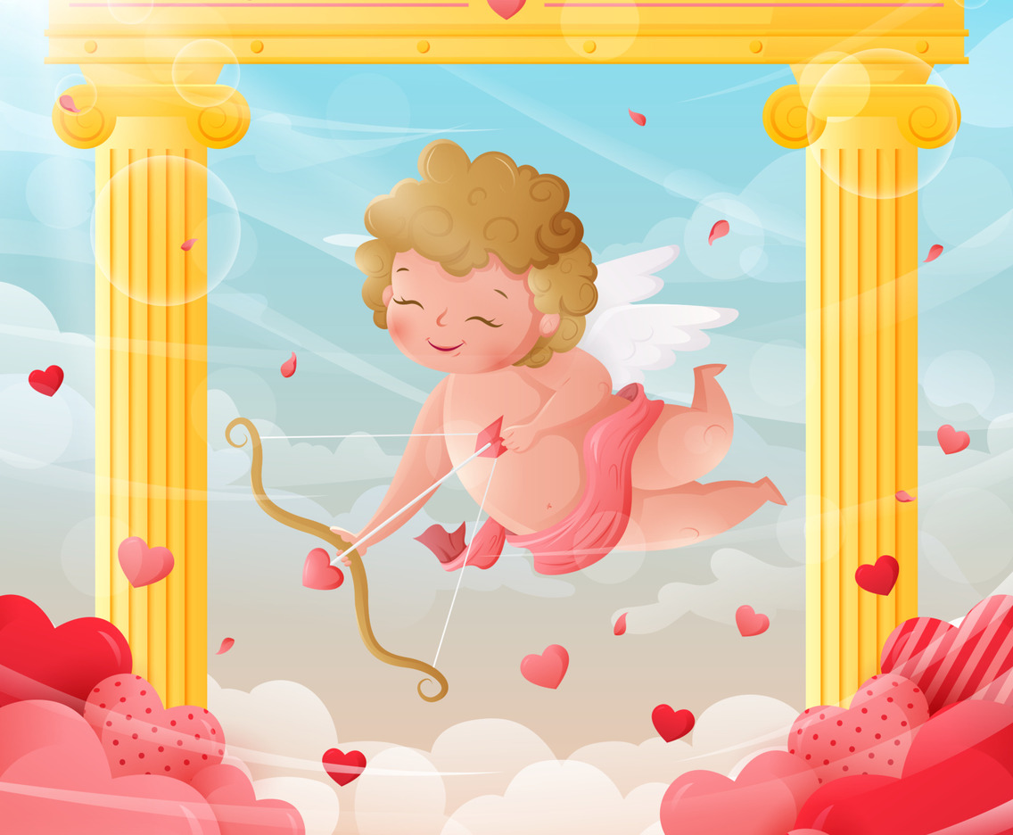Valentine's Day With Cupid Spreading Love