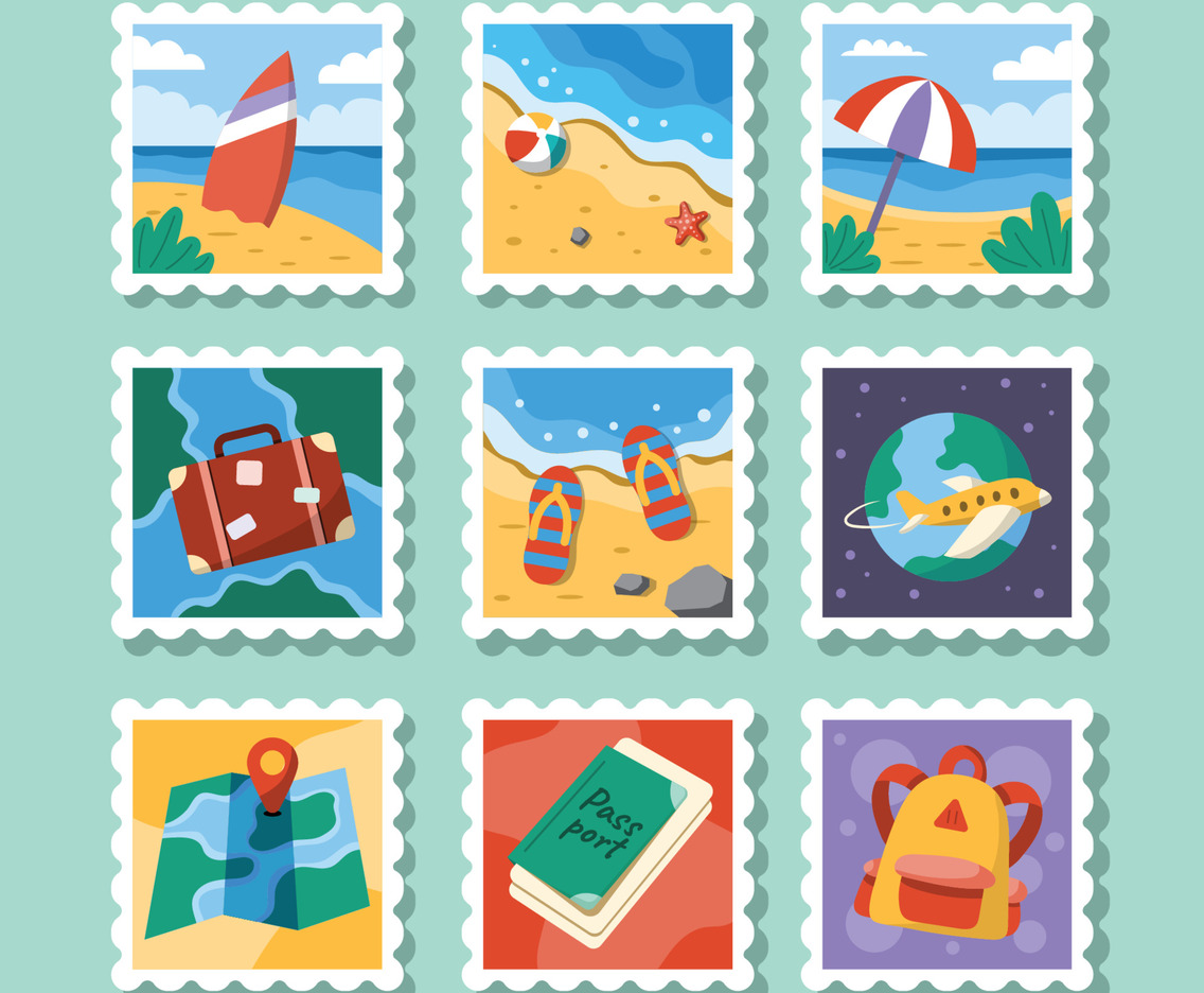 Summer Beach Travelling Stamp Sticker