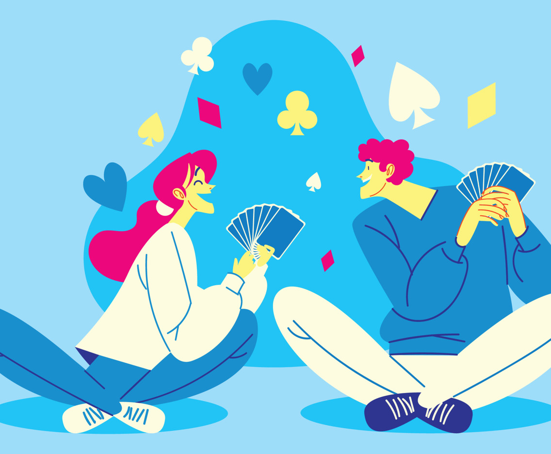 Young Couple Playing Card Game