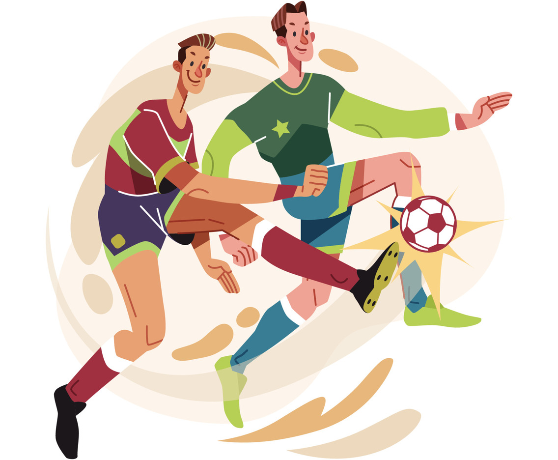 Two Football Players Dribbling Ball