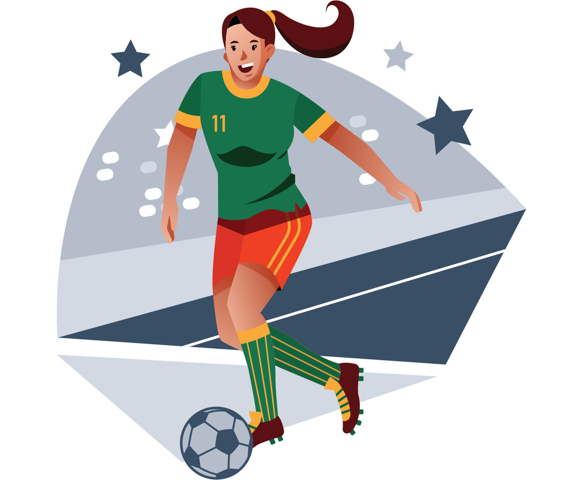 A Female Football Athlete Dribble a Ball