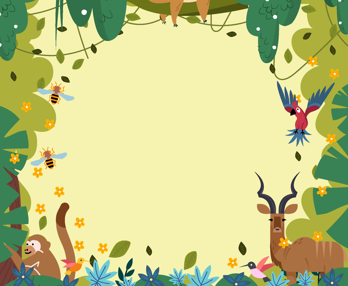 Wild Animal Jungle Frame Composition