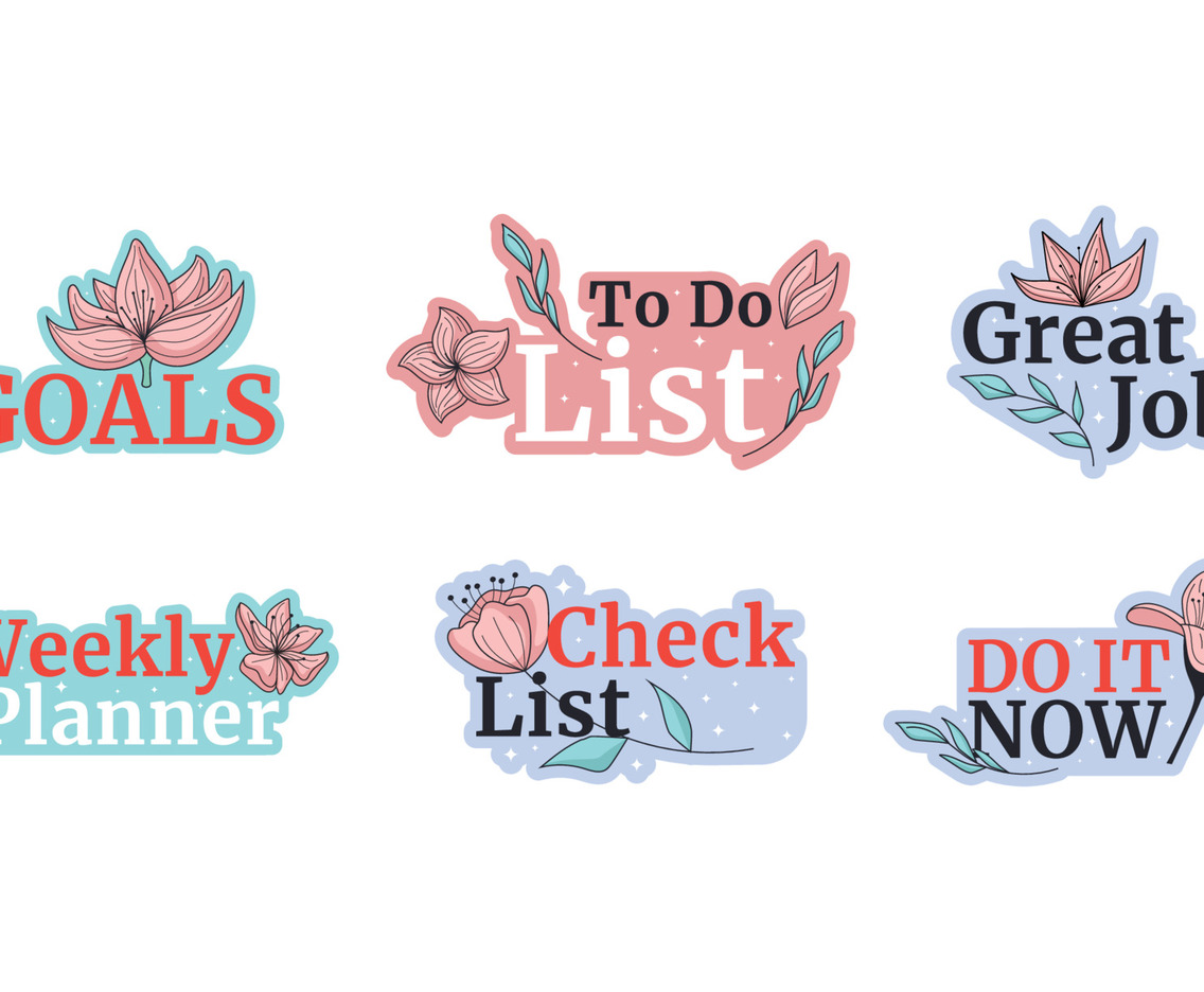 Hand Drawn Peach Blossom Floral Journal Sticker Collection