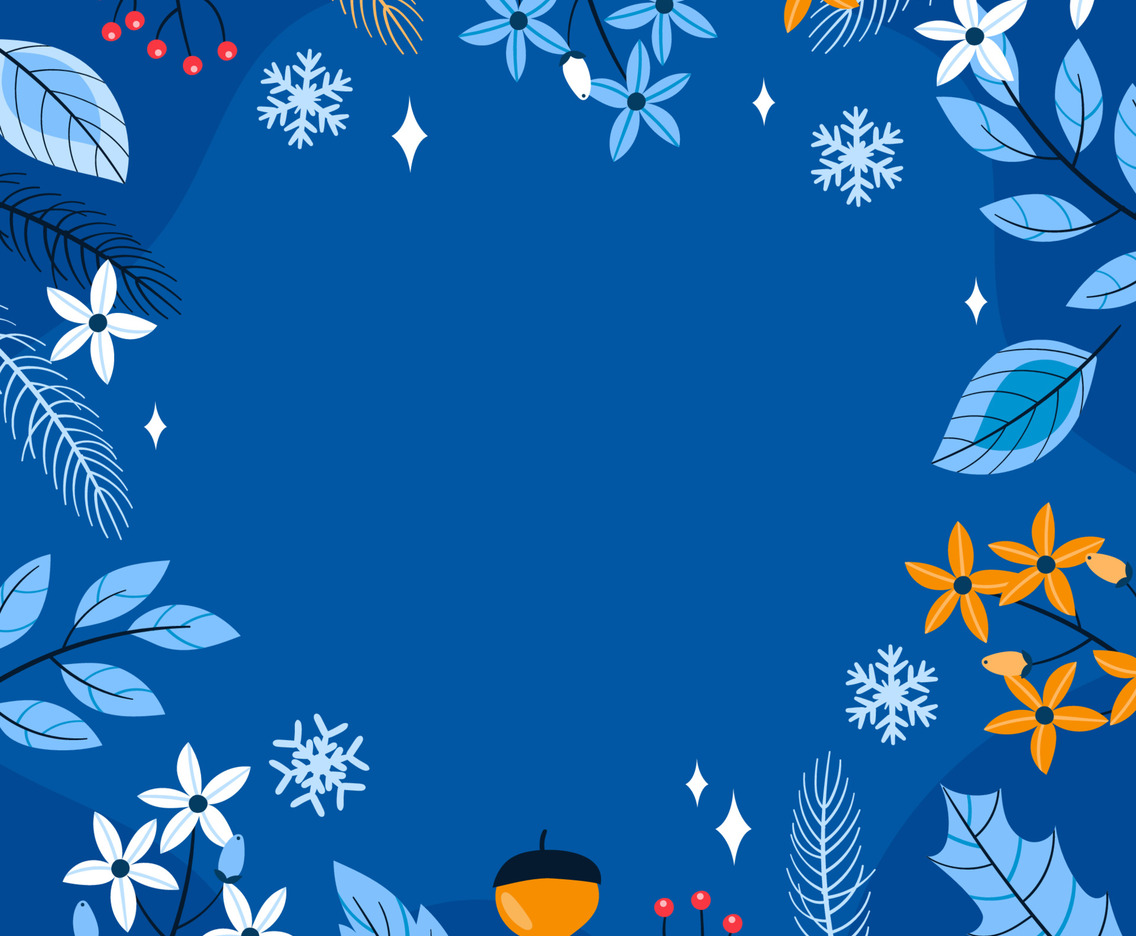 Blue Winter Foliage Border Background
