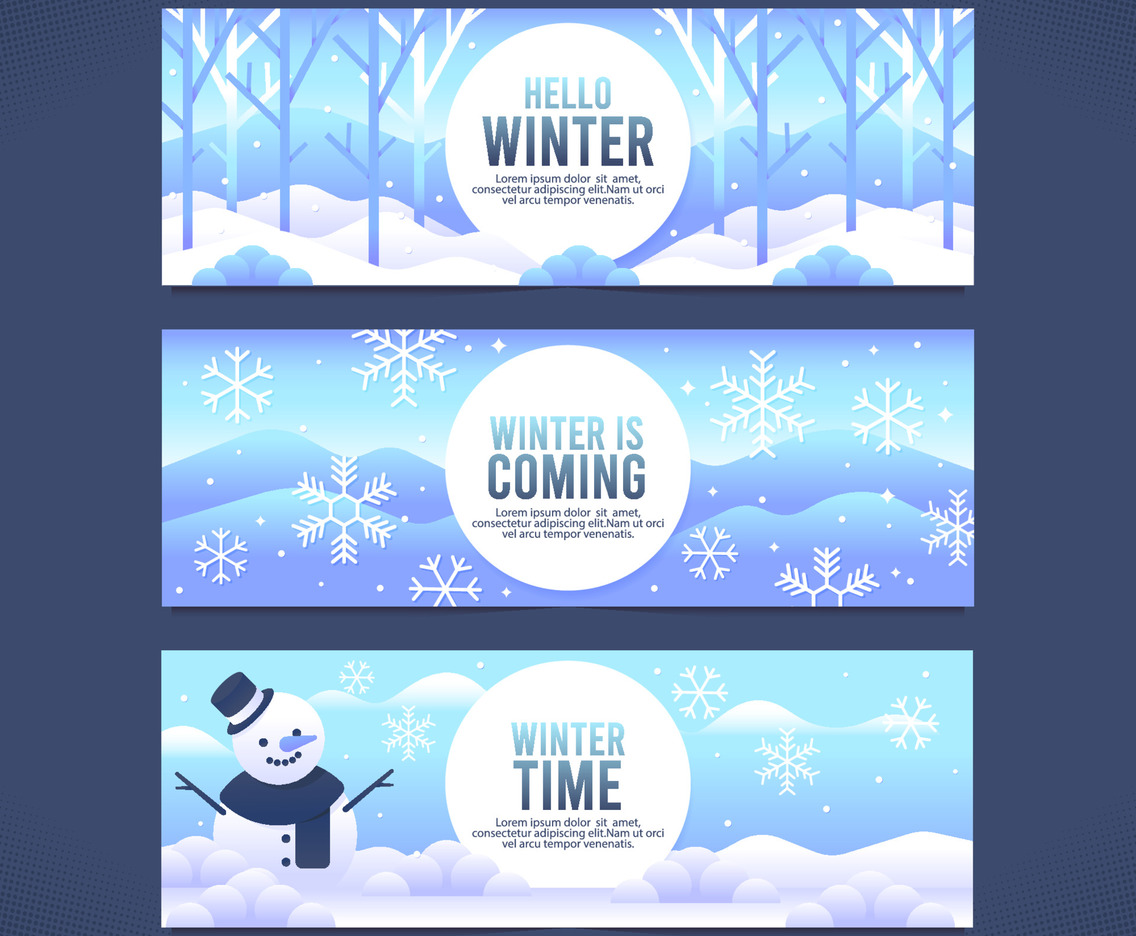 Blue And White Winter Snow Banner